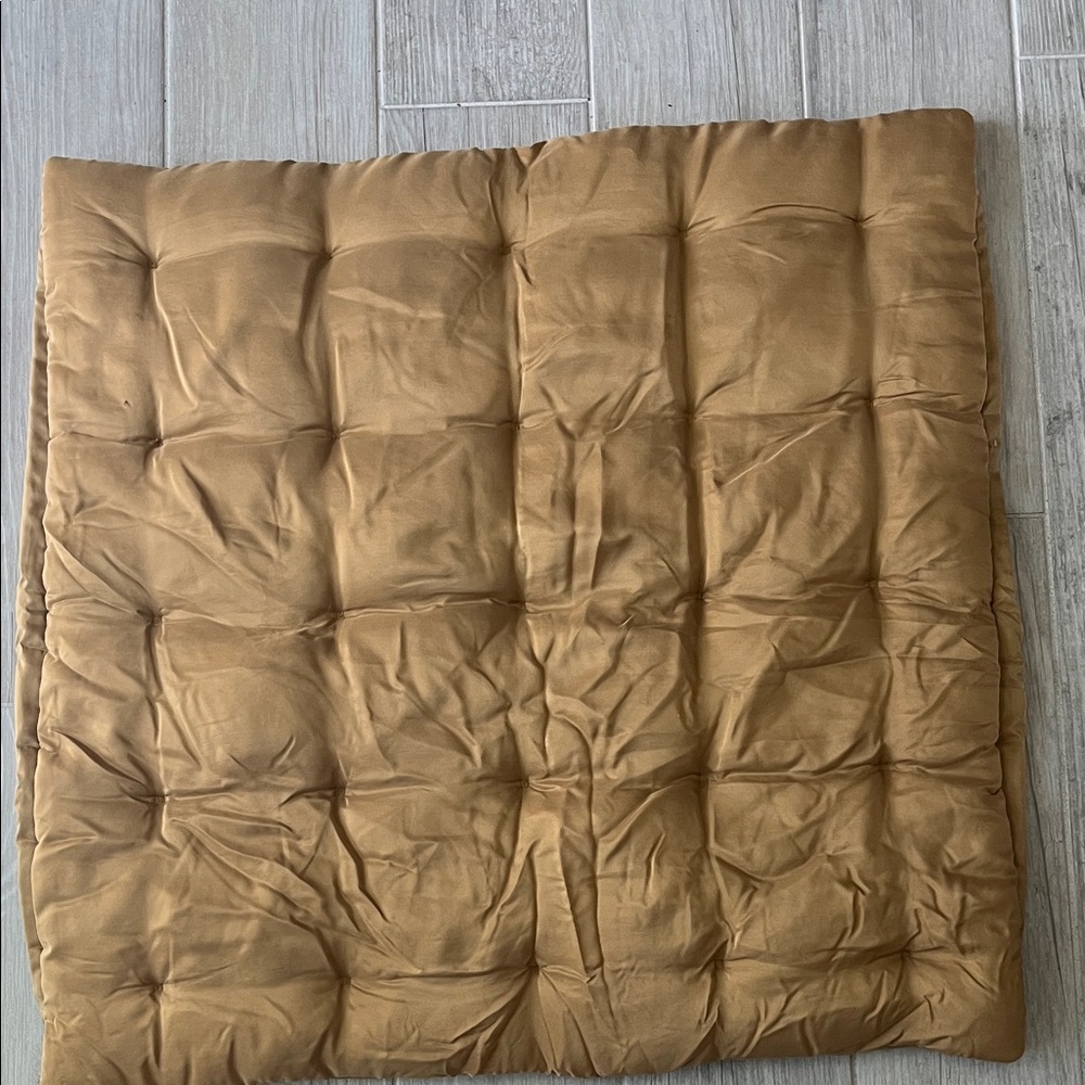 Restoration Hardware silk tufted stitch sham Euro camel 100% silk NWOT 26 x 26